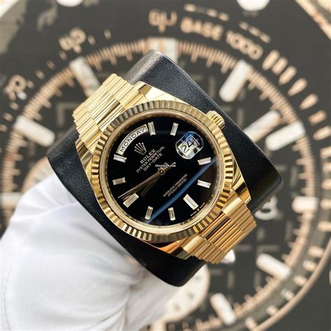 rolex day date 40 black dial|rolex day date diamond price.